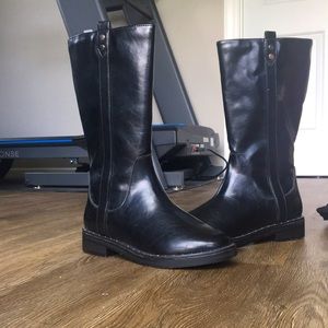 Black mid calf boots